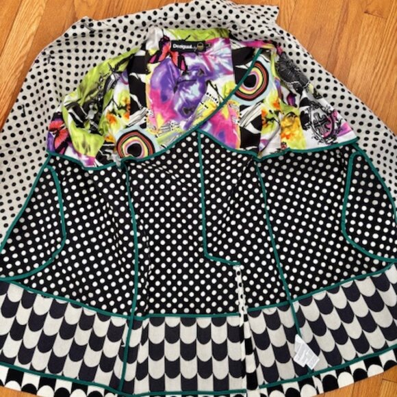 Desigual Black and White Coat Size 14 - Picture 5 of 8